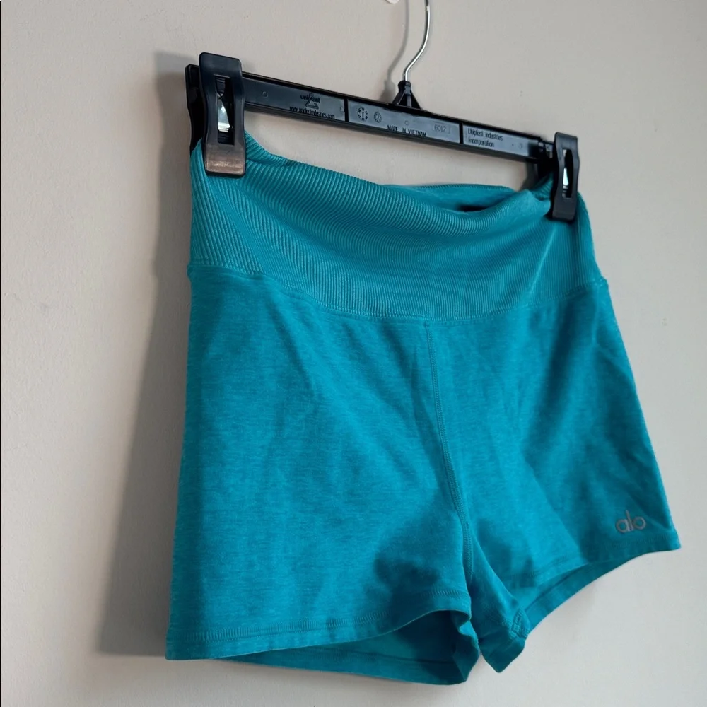 ALO Yoga Turquoise High-Waist Bike Shorts - Picture 3 of 5